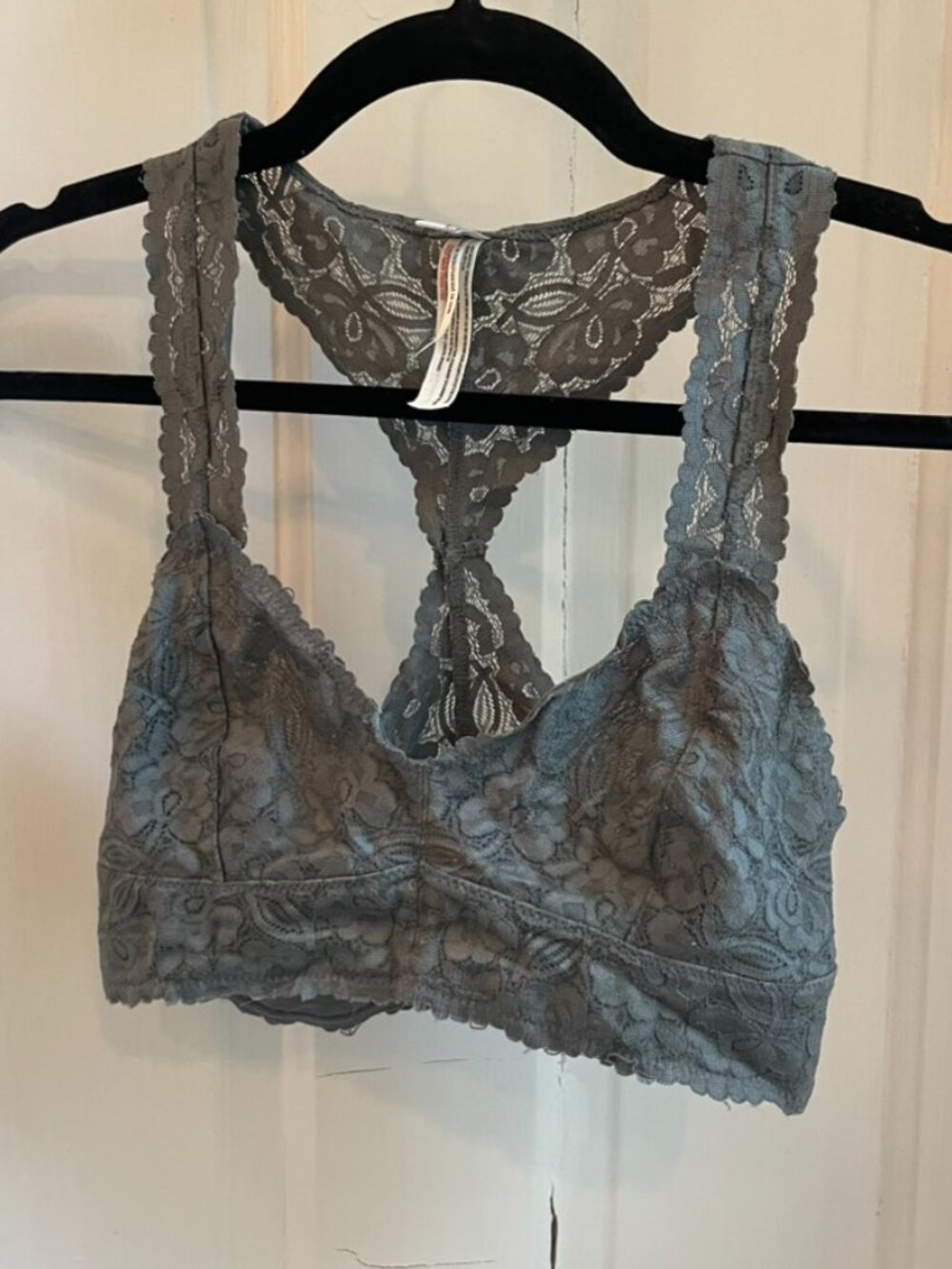 Free People Intimately Gray Lace Racerback Bralette Size Small